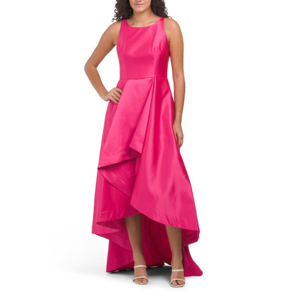 ADRIANNA PAPELL Electric Pink Sleeveless Mikado Dress
